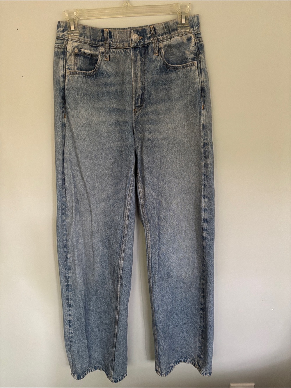 rag & bone Women's Light Blue Wide-Leg Sweatpant Jeans